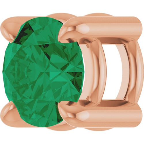 14K Rose 4 mm Lab-Grown Emerald Pendant