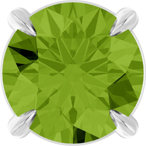 14K White 6 mm Natural Peridot Pendant