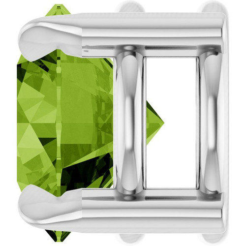 14K White 6 mm Natural Peridot Pendant