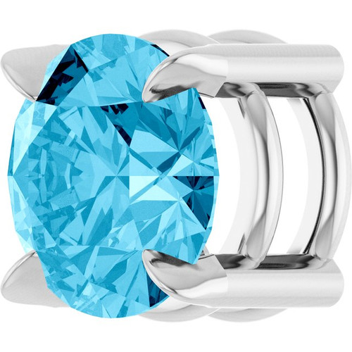 14 Karat White Gold 6 mm Natural Aquamarine Gemstone Pendant | $816