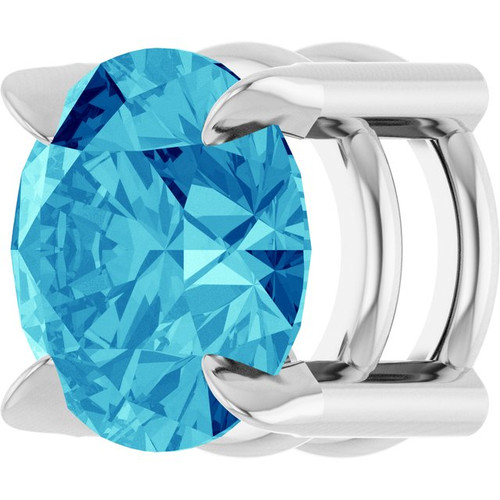 14K White 6 mm Natural Blue Zircon Pendant