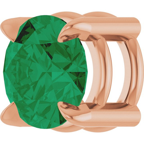 14K Rose 5 mm Lab-Grown Emerald Pendant