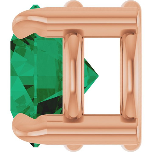 14K Rose 5 mm Lab-Grown Emerald Pendant