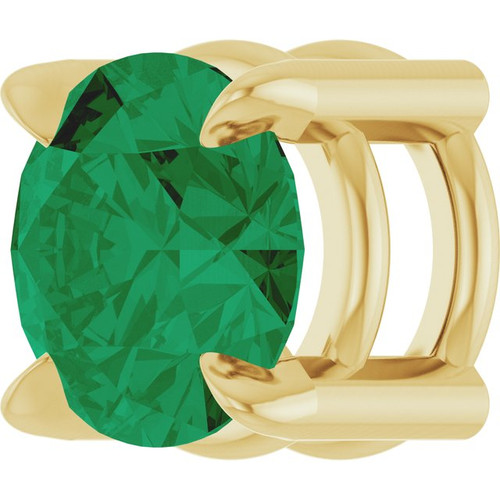 14K Yellow 5 mm Lab-Grown Emerald Pendant
