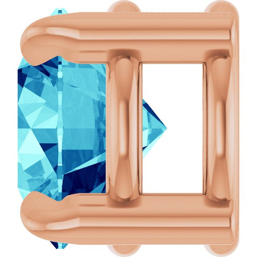 14K Rose 5 mm Natural Blue Zircon Pendant