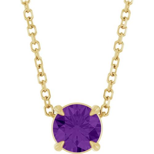 14K Yellow 5 mm Natural Amethyst 16-18" Necklace