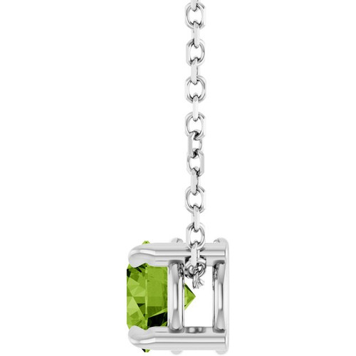 14K White 5 mm Natural Peridot 16-18" Necklace