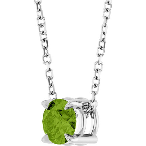 Platinum 5 mm Natural Peridot 16-18" Necklace