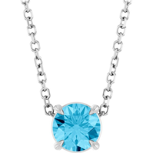 Platinum 5 mm Natural Aquamarine 16-18" Necklace