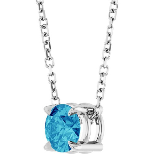 Platinum 5 mm Natural Blue Zircon 16-18" Necklace