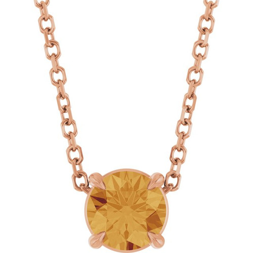 14K Rose 5 mm Natural Citrine 16-18" Necklace
