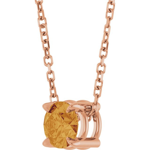 14K Rose 5 mm Natural Citrine 16-18" Necklace