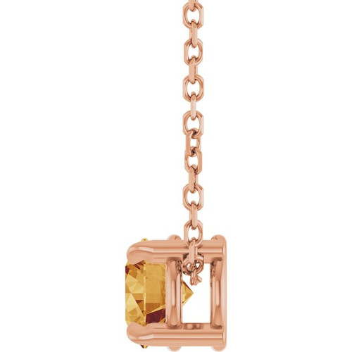 14K Rose 5 mm Natural Citrine 16-18" Necklace