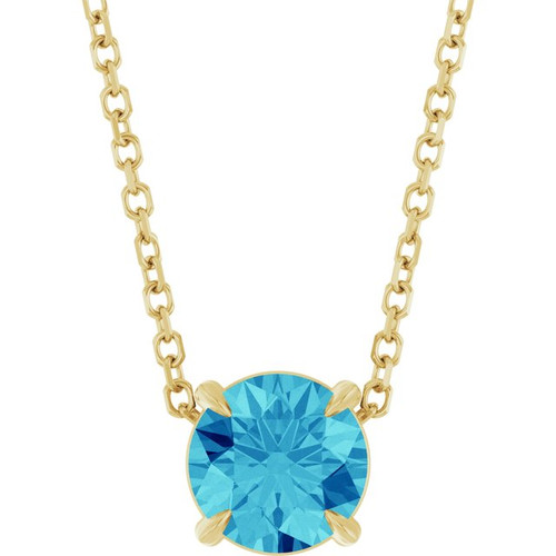 14K Yellow 6 mm Natural Blue Zircon 16-18" Necklace