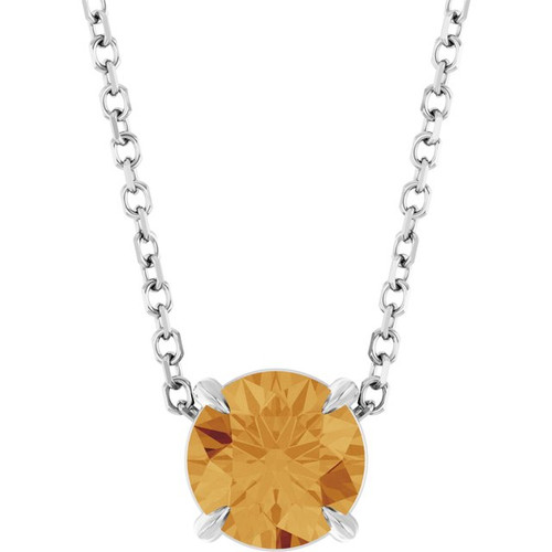 Sterling Silver 6 mm Natural Citrine 16-18" Necklace