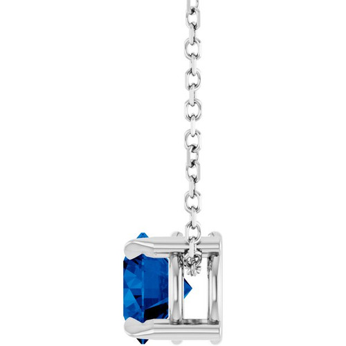 Platinum 6 mm Lab-Grown Blue Sapphire 16-18" Necklace