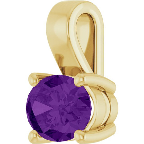 14K Yellow Natural Amethyst Pendant