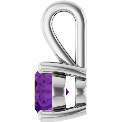 14K White Natural Amethyst Pendant