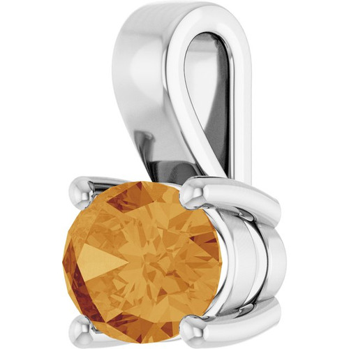 14K White Natural Citrine Pendant