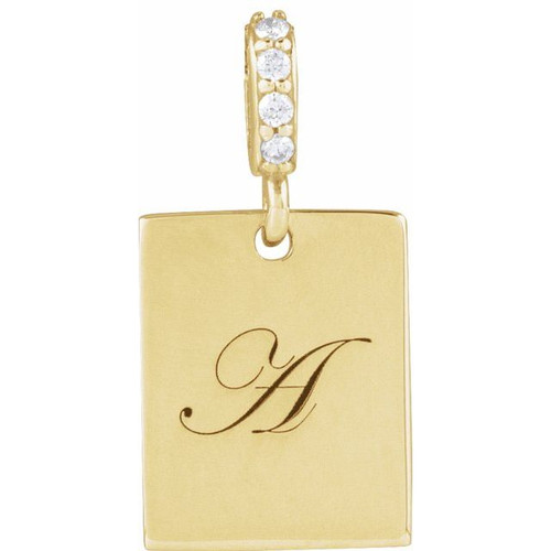14K Yellow .02 CTW Natural Diamond Engravable Pendant