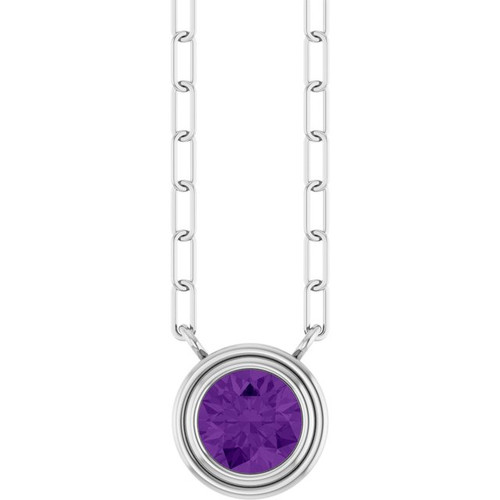 Sterling Silver Natural Amethyst 18" Necklace