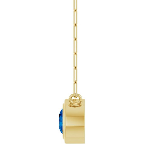 14K Yellow Lab-Grown Blue Sapphire 18" Necklace