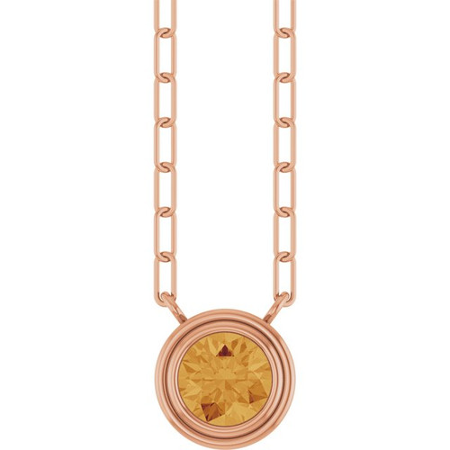 14K Rose Natural Citrine 18" Necklace