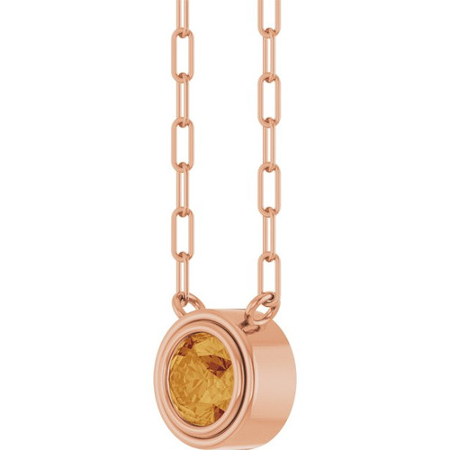 14K Rose Natural Citrine 18" Necklace