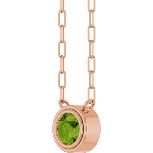 14K Rose Natural Peridot 18" Necklace