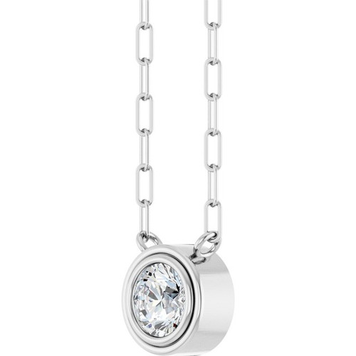 Sterling Silver Natural White Sapphire 18" Necklace