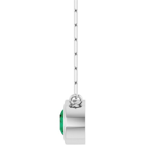 14K White Lab-Grown Emerald 18" Necklace