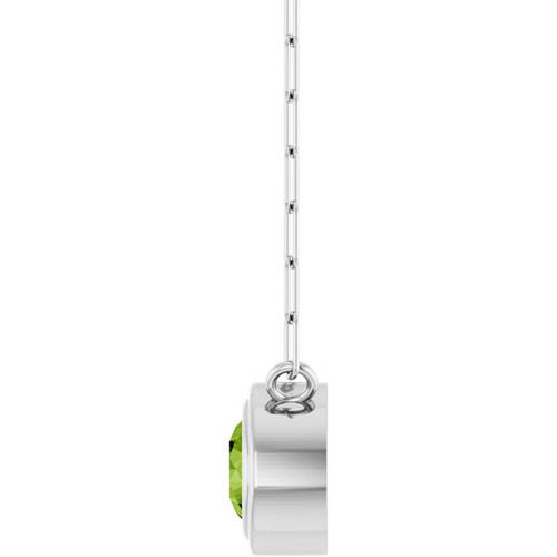 14K White Natural Peridot 18" Necklace