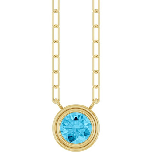 14K Yellow Natural Aquamarine 18" Necklace