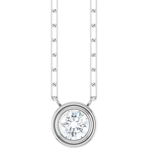 14K White Natural White Sapphire 18" Necklace