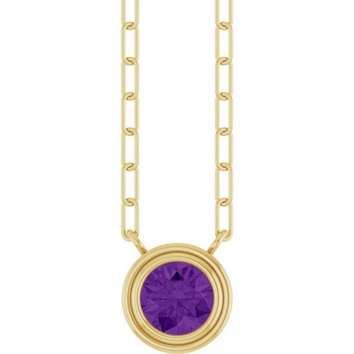 14K Yellow Natural Amethyst 18" Necklace