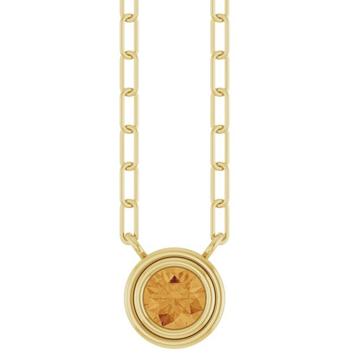 14K Yellow Natural Citrine 18" Necklace