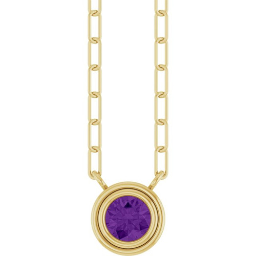 14K Yellow Natural Amethyst 18" Necklace