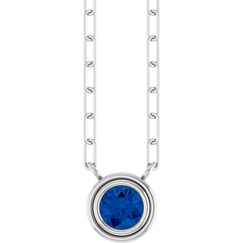 Sterling Silver Natural Blue Sapphire 18" Necklace