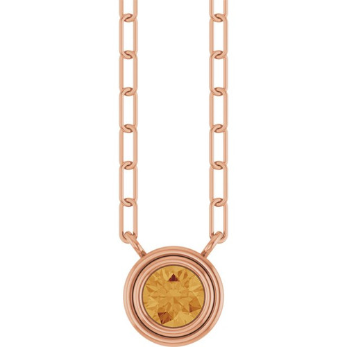 14K Rose Natural Citrine 18" Necklace