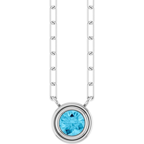 Sterling Silver Natural Aquamarine 18" Necklace
