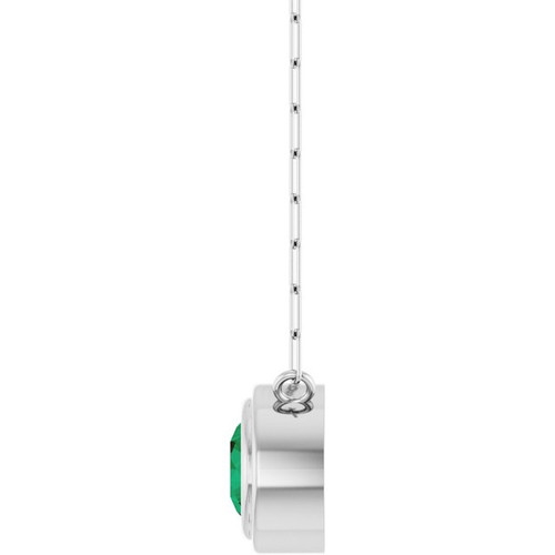 14K White Lab-Grown Emerald 18" Necklace
