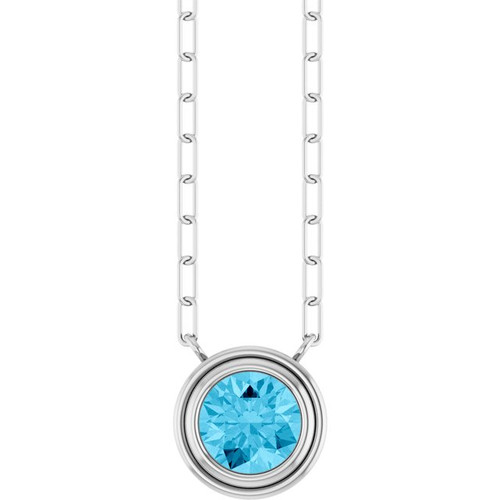 14K White Natural Aquamarine 18" Necklace