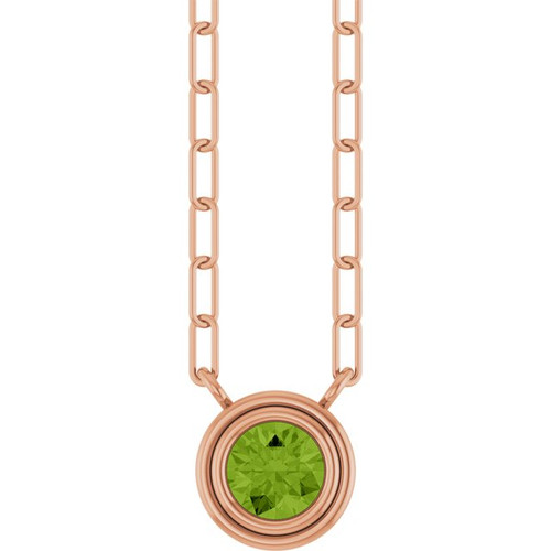 14K Rose Natural Peridot 18" Necklace