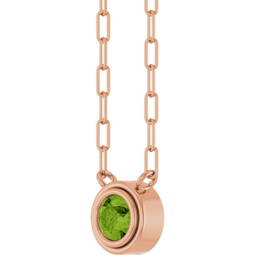 14K Rose Natural Peridot 18" Necklace