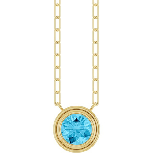 14K Yellow Natural Aquamarine 18" Necklace