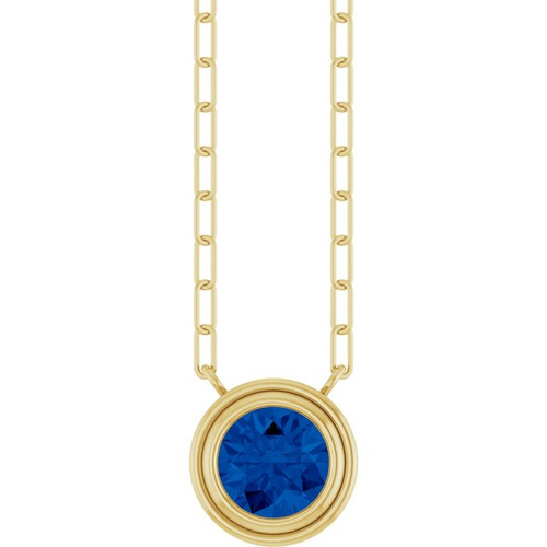 14K Yellow Natural Blue Sapphire 18" Necklace