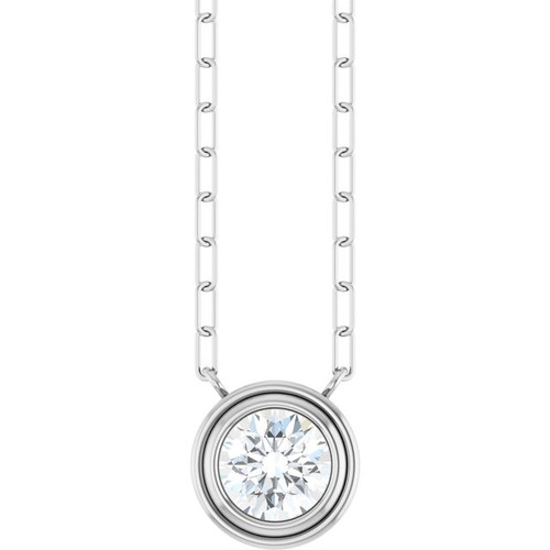 Sterling Silver Natural White Sapphire 18" Necklace