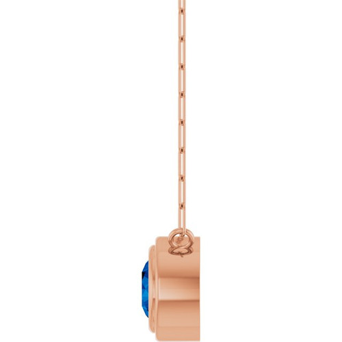 14K Rose Lab-Grown Blue Sapphire 18" Necklace