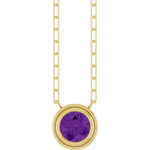 14K Yellow Natural Amethyst 18" Necklace