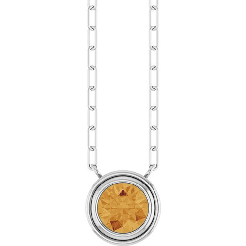 Sterling Silver Natural Citrine 18" Necklace